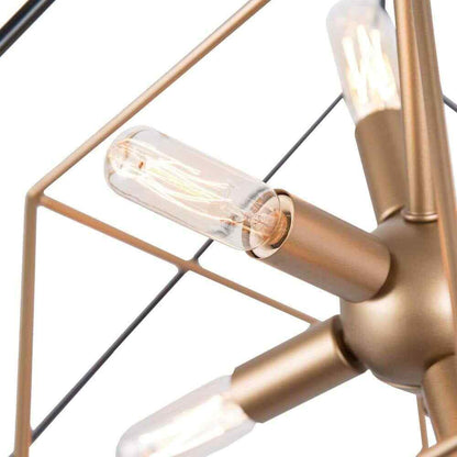 LNC Black Sputnik Candlestick Island Chandelier Linear Square Modern