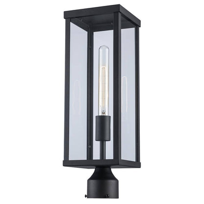 Bel Air Lighting Oxford Black Outdoor Lamp Post Light Fixture with Clear Glass