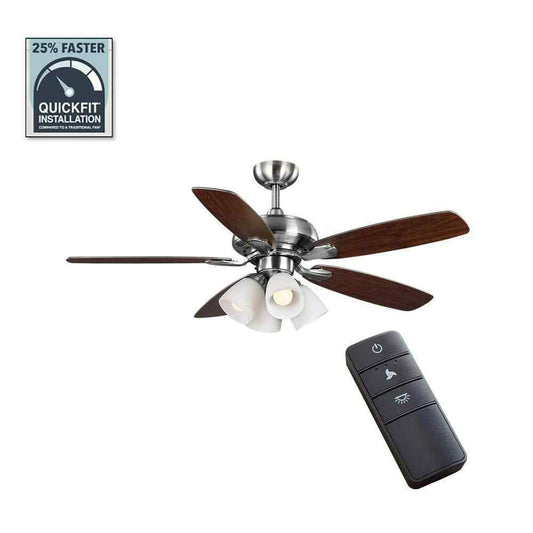 Hampton Bay Hollis 52 in. Indoor LED Brushed Nickel Dry Rated Ceiling Fan