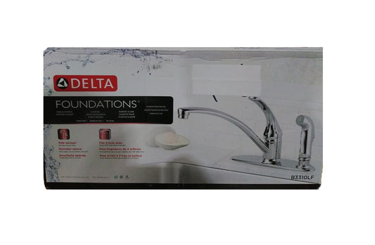 Delta Foundations Single-Handle Standard Kitchen Faucet w/ Side Sprayer Chrome