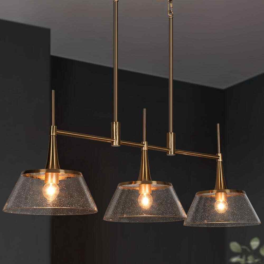 LNC 34.5 in. Large Brass Modern Island Linear Chandelier Kitchen Light