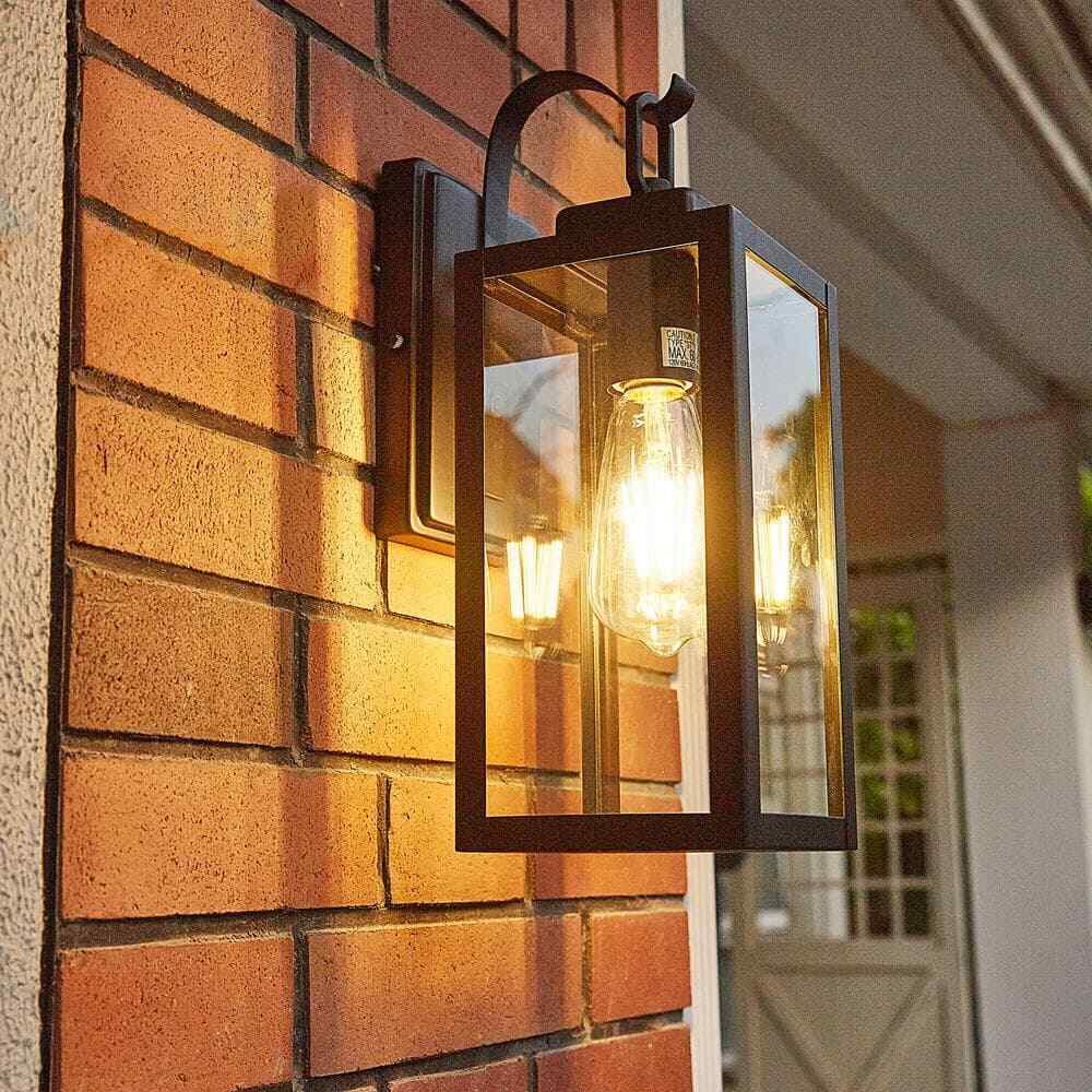 Dawn 13 in. 1-Light Matte Black Hardwired Outdoor Wall Lantern Modern Sconce