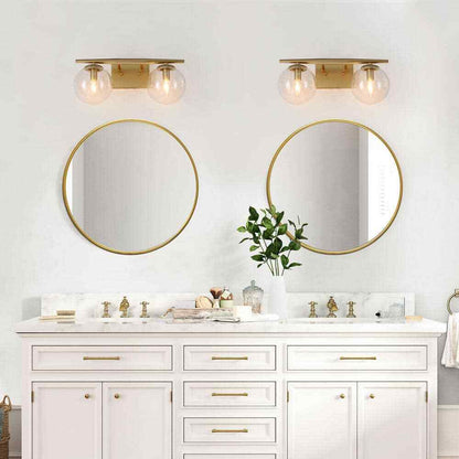 Uolfin Modern Globe Bathroom Vanity Light 2-Light Gold Bedroom Wall Sconce Light