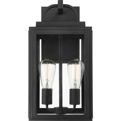 Progress Lighting Grandbury 2-Light Textured Black Clear Glass Wall Light