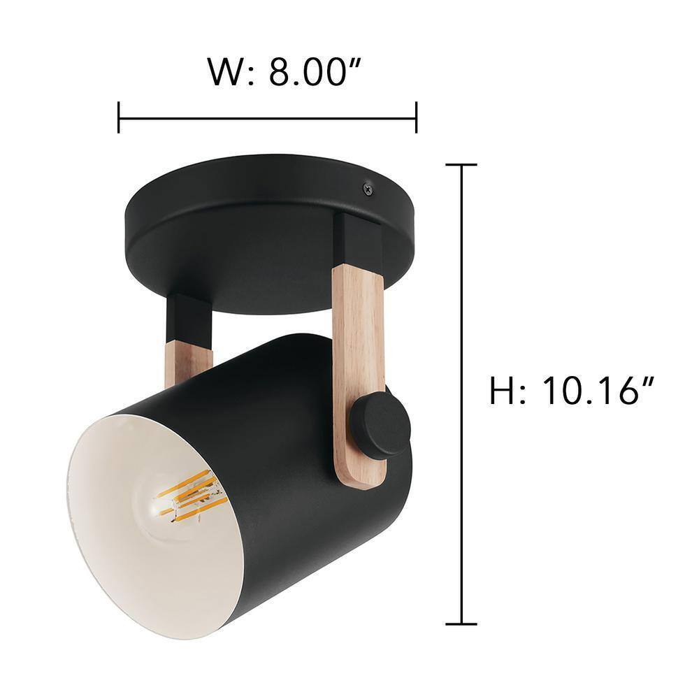 Eglo Hornwood Black and Wood Matte Black/Cream Cylindrical Light Metal Shade