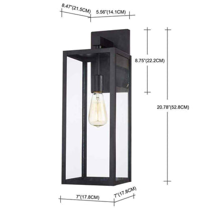 Hukoro 1-Light Black Outdoor 1x E26 Wall Light with Clear Glass Shade