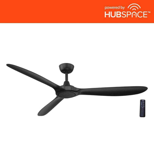 Home Decorators Tager 60 in. Indoor/Outdoor Black Ceiling Fan w/ Remote Hubspace