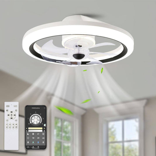 Bella DepotLED White Ceiling Fan DC Motor Light w/ Dimmable Light and Remote