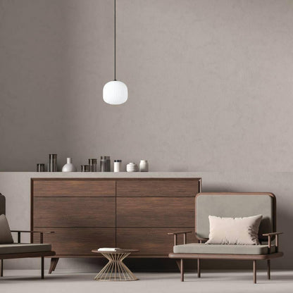 Eglo Mantunalle 1-Light Black Globe Pendant with White Glass Shade