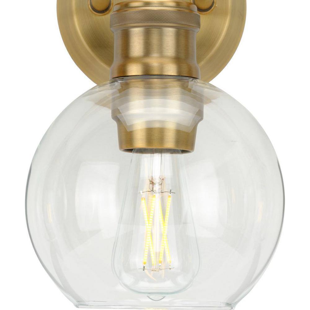 Progress Lighting Hansford 3-Light Gold Vintage Brass Clear Glass Vanity Light