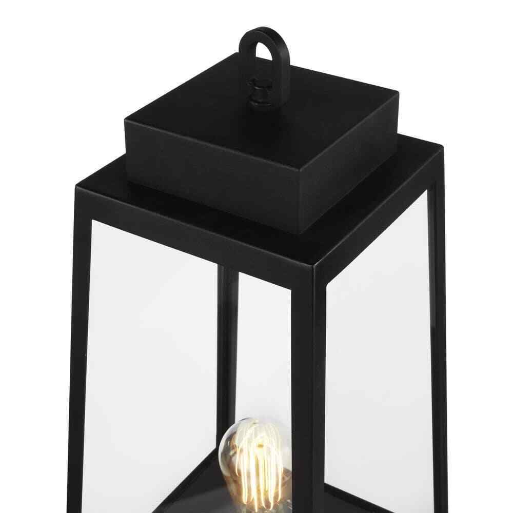 Hampton Bay Corbin Modern 1-Light Black Outdoor Tapered Post Lantern Light