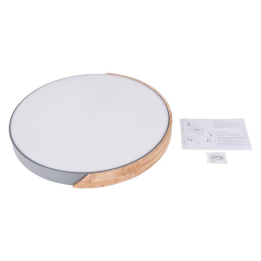 RRTYO 19.68 in. 1-Light Grey LED Flush Mount Ceiling Light with Acrylic Shade
