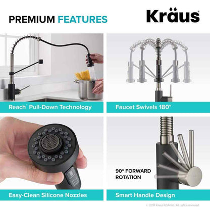 KRAUS Bolden Pull Down Sprayer Kitchen Faucet w/ Dual Function Sprayhead