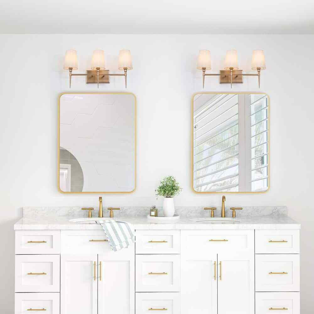 LNC Gold Bathroom Vanity Light Sconce Bath Vanity Light w/ Fabric Shades