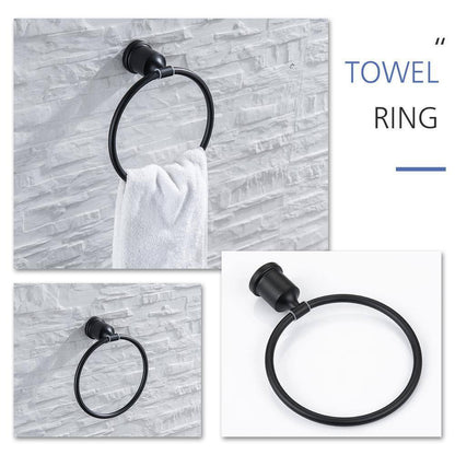 Boyel Living Matte Black 16 in. Bathroom Towel Bar Paper Holder Towel Ring Set