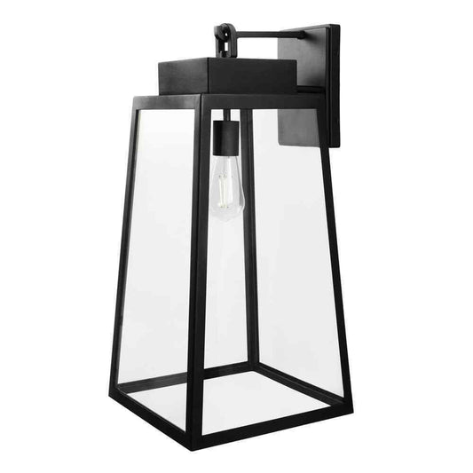 Hampton Bay Corbin Extra Large 25 in. Modern 1-Light Black Tapered Wall Sconce