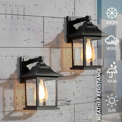 LNC Classic Black Outdoor Wall Lantern Sconce 1-Light Hardwired Wall 2-Pack