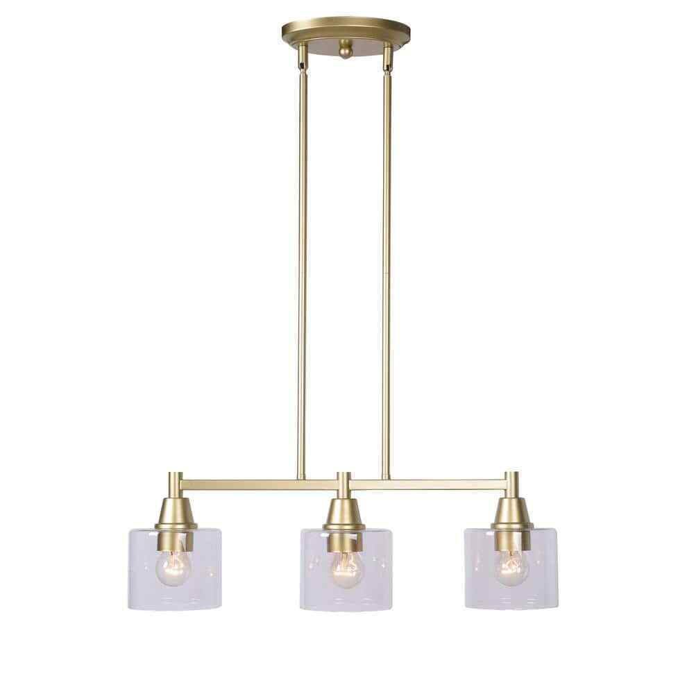 Hampton Bay Oron 3-Light Gold Linear Island Pendant Hanging Light