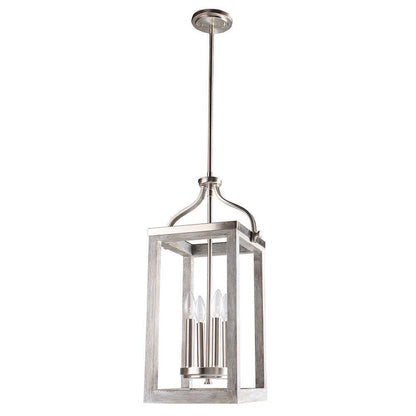 Eglo Westbury 4-Light Brushed Nickel with Painted Grey Driftwood Pendant 203297A
