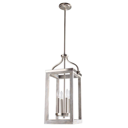 Eglo Westbury 4-Light Brushed Nickel with Painted Grey Driftwood Pendant 203297A