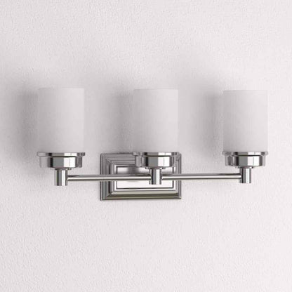 Hampton Bay Cade 3-Light 20.25 in. Brushed Nickel Vanity Light w/ Frosted Glass