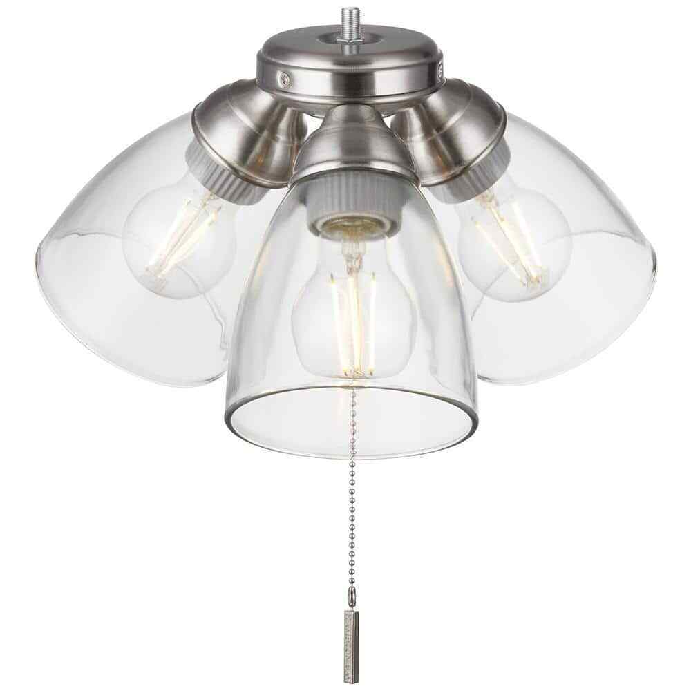 Hampton Bay Rockport Universal 3-Light Brushed Nickel Ceiling Fan LED Light Kit