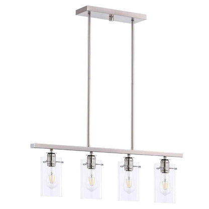 Hampton Bay Regan 4-Light Brushed Nickle w/ Clear Glass Shades Pendant Light