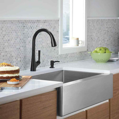 KOHLER Elmbrook Single-Handle Pull-Down Sprayer Kitchen Faucet in Matte Black
