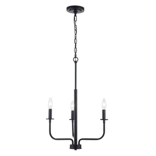 Bel Air Lighting Tennyson 3-Light Black Candle Chandelier Light Fixture 11653 BK
