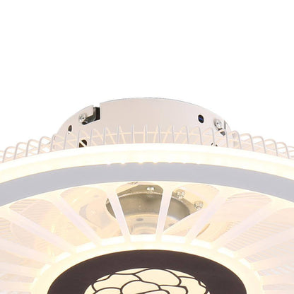 OUKANING 18 in White Modern Simple Style Indoor LED Semi Flush Mount Ceiling Fan