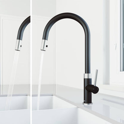 VIGO Bristol Pull-Down Sprayer Kitchen Faucet in Stainless and Black