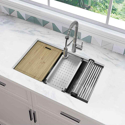 Glacier Bay AiO Zero Radius Undermount 16G SS 30 in. Single Bowl Kitchen Sink