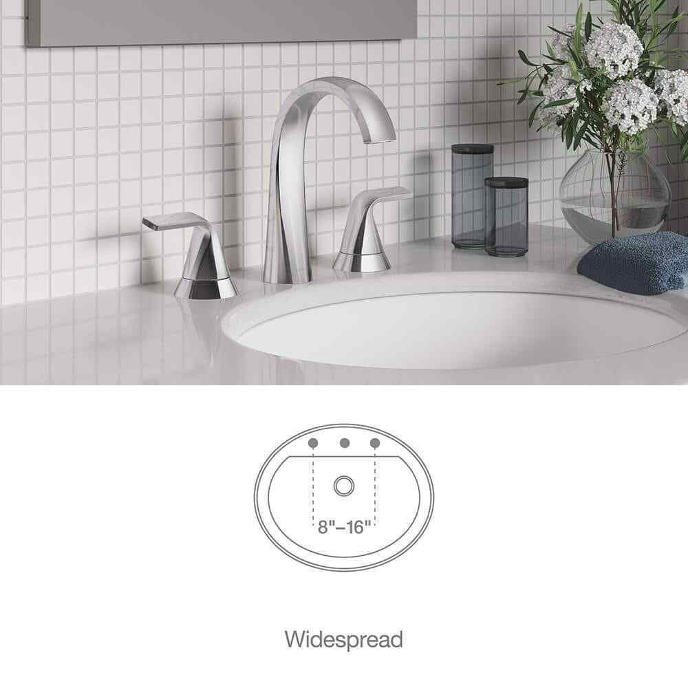 KOHLER Cursiva 8 in. Widespread 2-Handle Bathroom Faucet in Polished Chrome