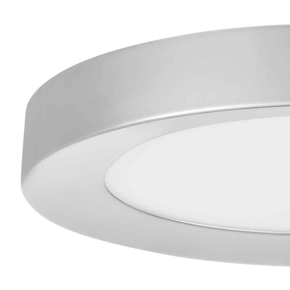 Home Decorators Calloway 13 in. Polished Nickel LED 5CCT Flush Mount