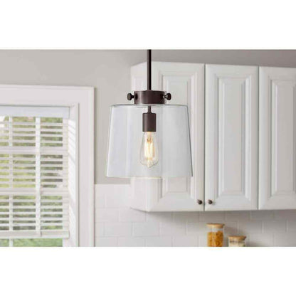 Hampton Bay Mullins 10 in. 1-Light Oil Rubbed Bronze Pendant Hanging Light