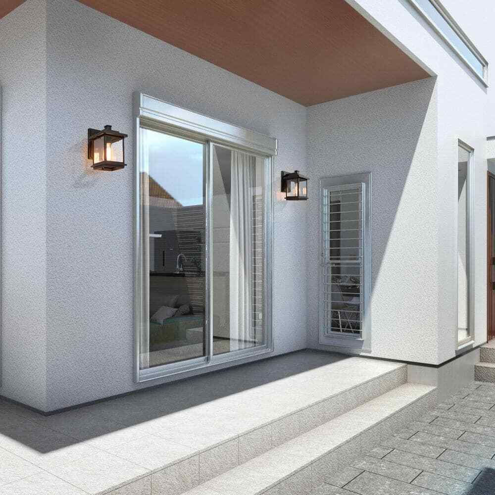 LNC Square 1-Light Black Outdoor Wall Lantern Sconce with Clear Glass Shade