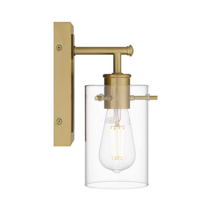 Hampton Bay Regan 4.5 in. 1-Light Brushed Gold Vanity Light w/ Clear Glass Shade