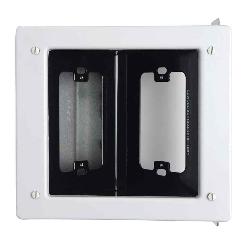 Legrand Pass + Seymour 2 Gang Recessed Steel Commercial TV Media Box, White