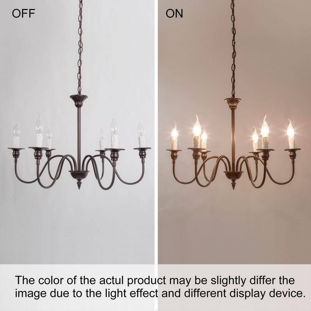 LNC 6-Light Farmhouse Oiled Bronze Candlestick Kitchen Island Chandelier