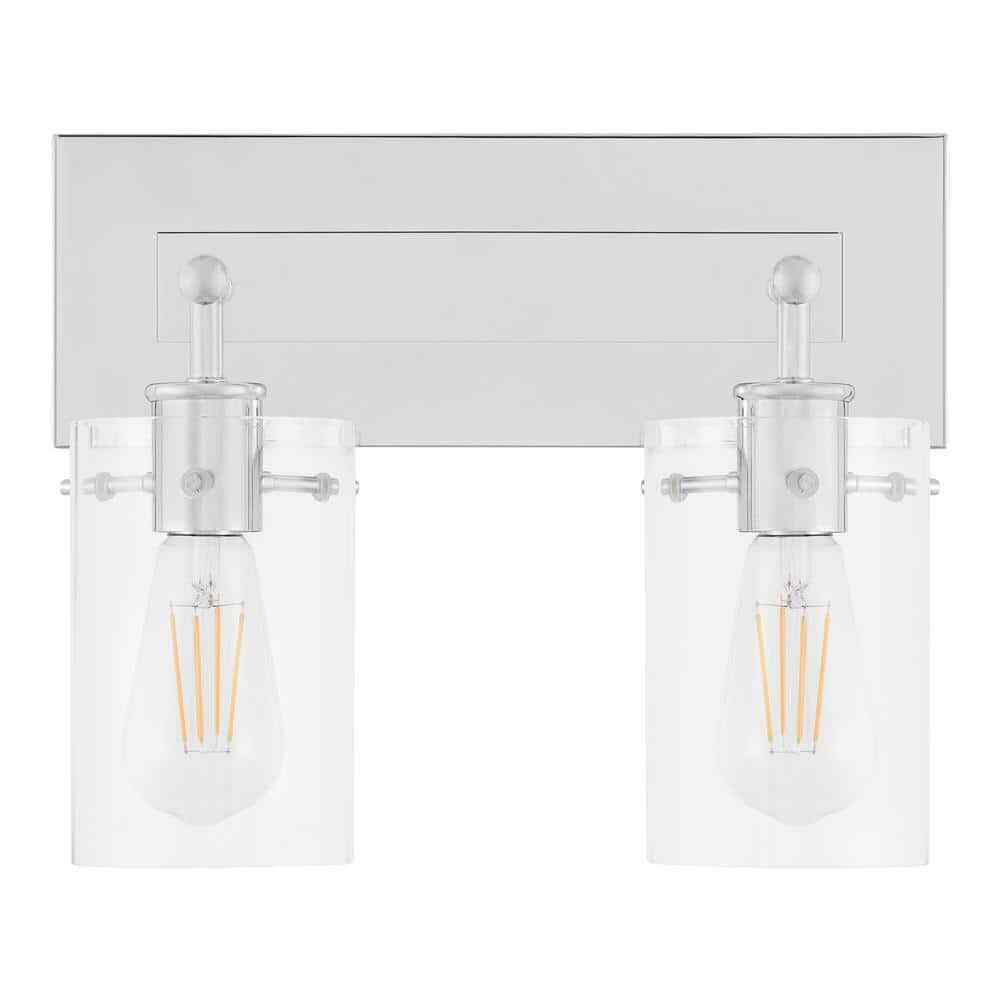 Hampton Bay Regan 12.75 in. 2-Light Chrome Bathroom Vanity Light