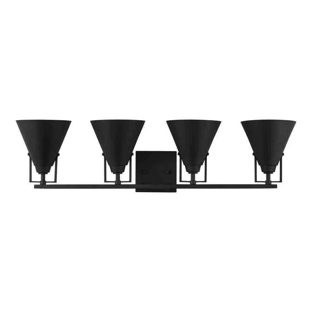 Home Decorators Insdale 4-Light Matte Black Modern Industrial Vanity Light
