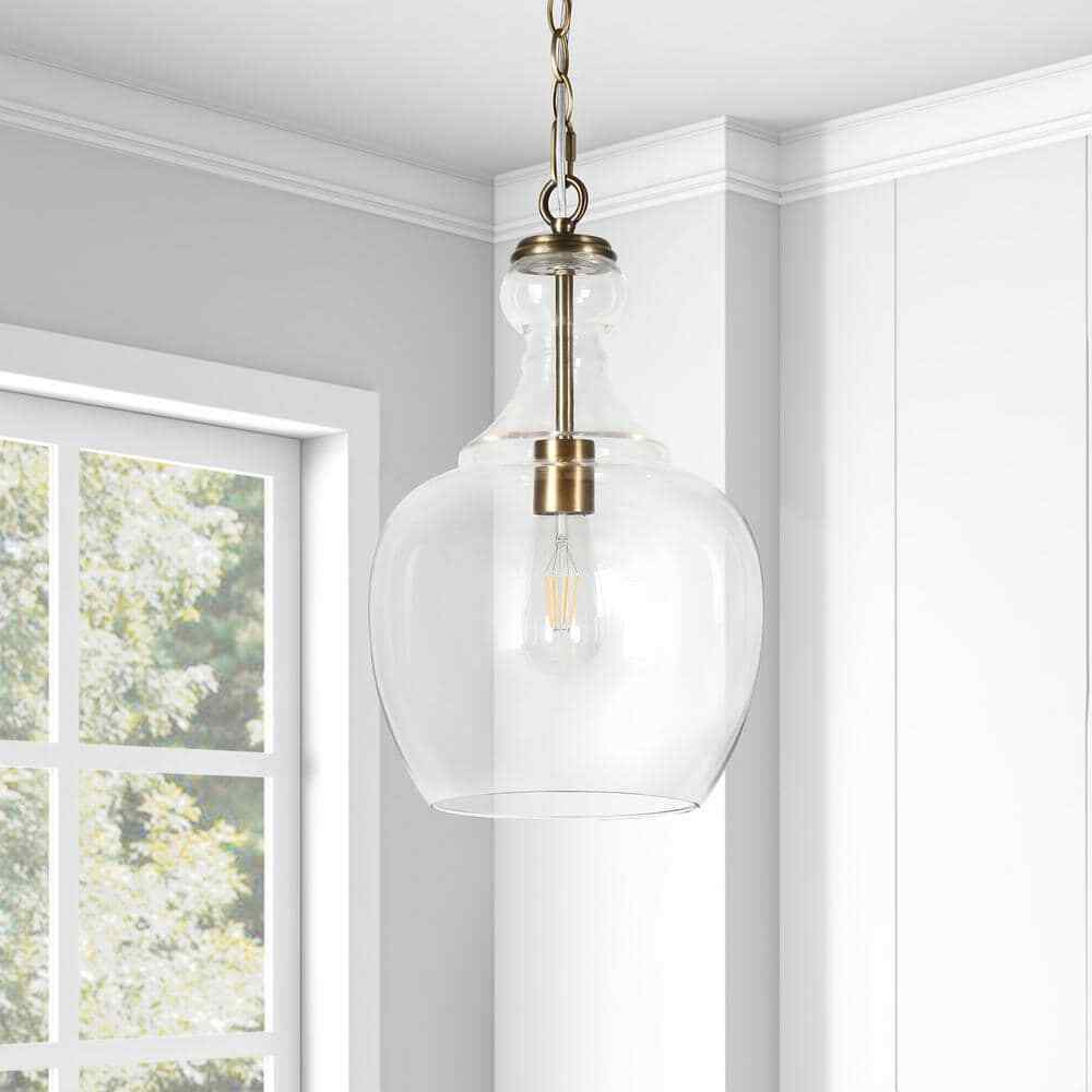 Meyer&Cross Verona 1-Light Brass Pendant with Clear Glass Shade PD0271