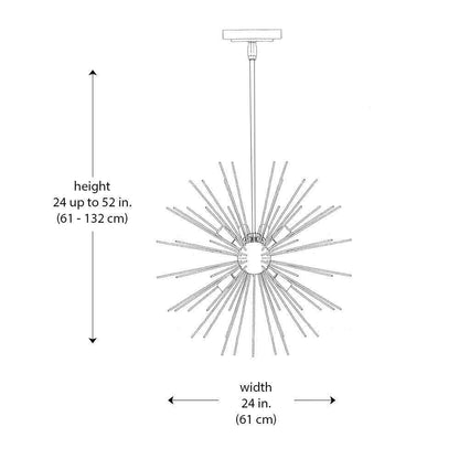 Bel Air Lighting Collina 24 in. Polished Chrome Sputnik Pendant Light Fixture