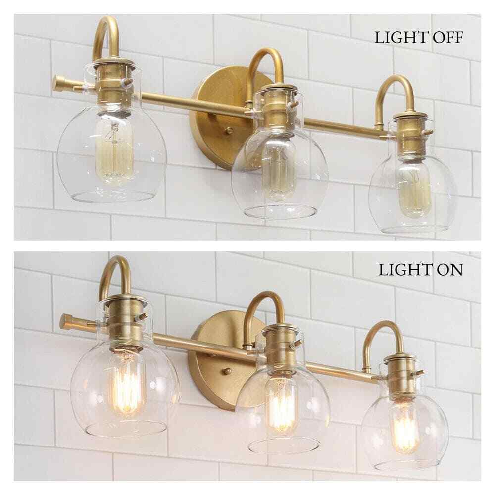 LNC Robb Modern 3-Light Gold Bathroom Vanity Light Interior Powder Room Lighting