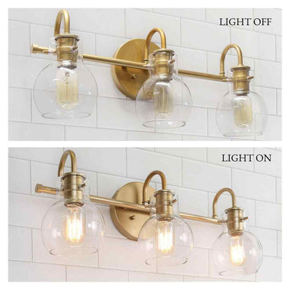 LNC Robb Modern 3-Light Gold Bathroom Vanity Light Interior Powder Room Lighting