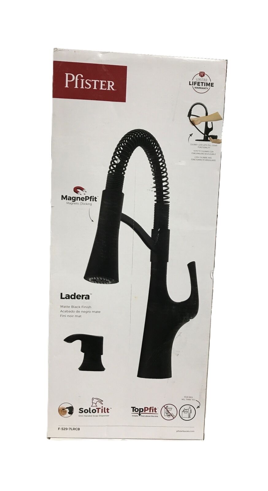 Pfister Ladera Culinary 1-Handle Pull Down Sprayer Kitchen Faucet in Matte Black