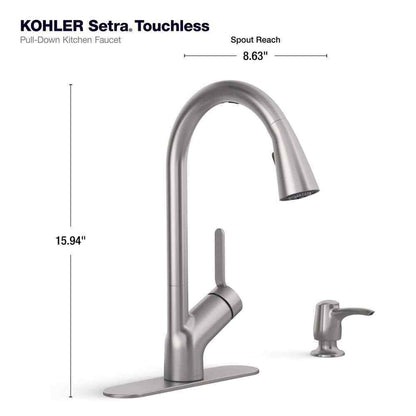 KOHLER Setra Single-Handle Touchless Pull-Down Sprayer Kitchen Faucet