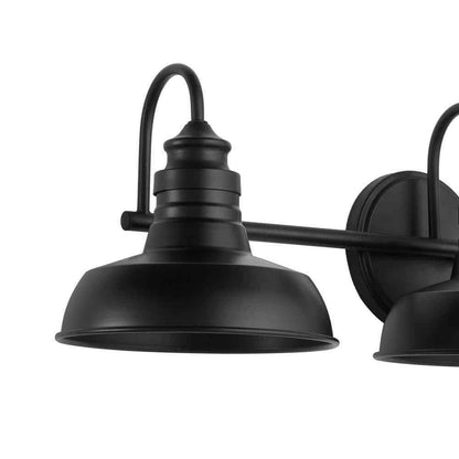 Hampton Bay 29 in. Elmcroft 3-Light Matte Black Vanity Light w/ Metal Shades