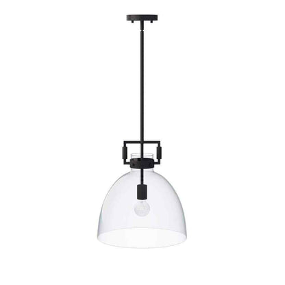 Nathan James Leigh Black Indoor Ceiling Hanging Pendant Light w/ Clear Glass