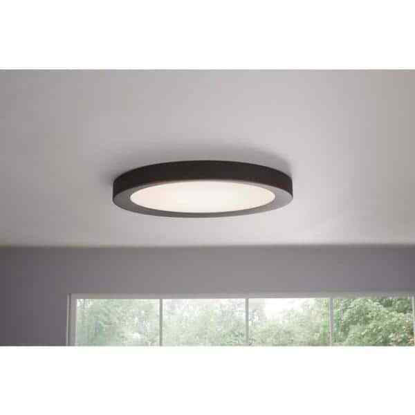 Home Decorators Calloway 15 in. Matte Black Selectable LED Flush Mount